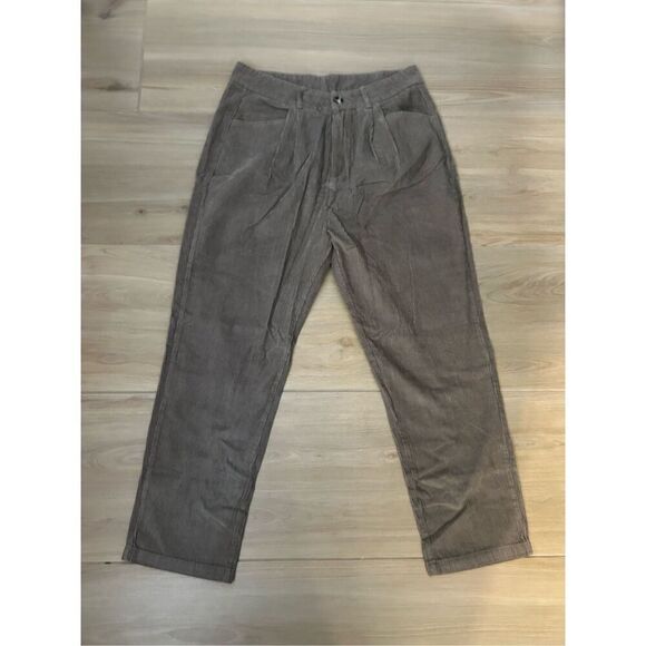 NEW Corduroy Pleated Pants High Waisted Straight Leg Loose Fit 14 - Picture 1 of 3
